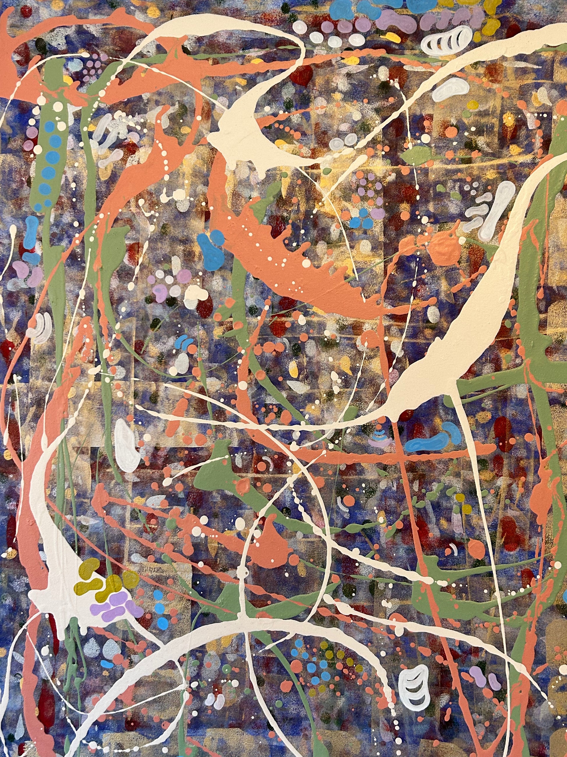 Abstract painting from Yannick Weinberger, Blue Dream with Gold Undertones