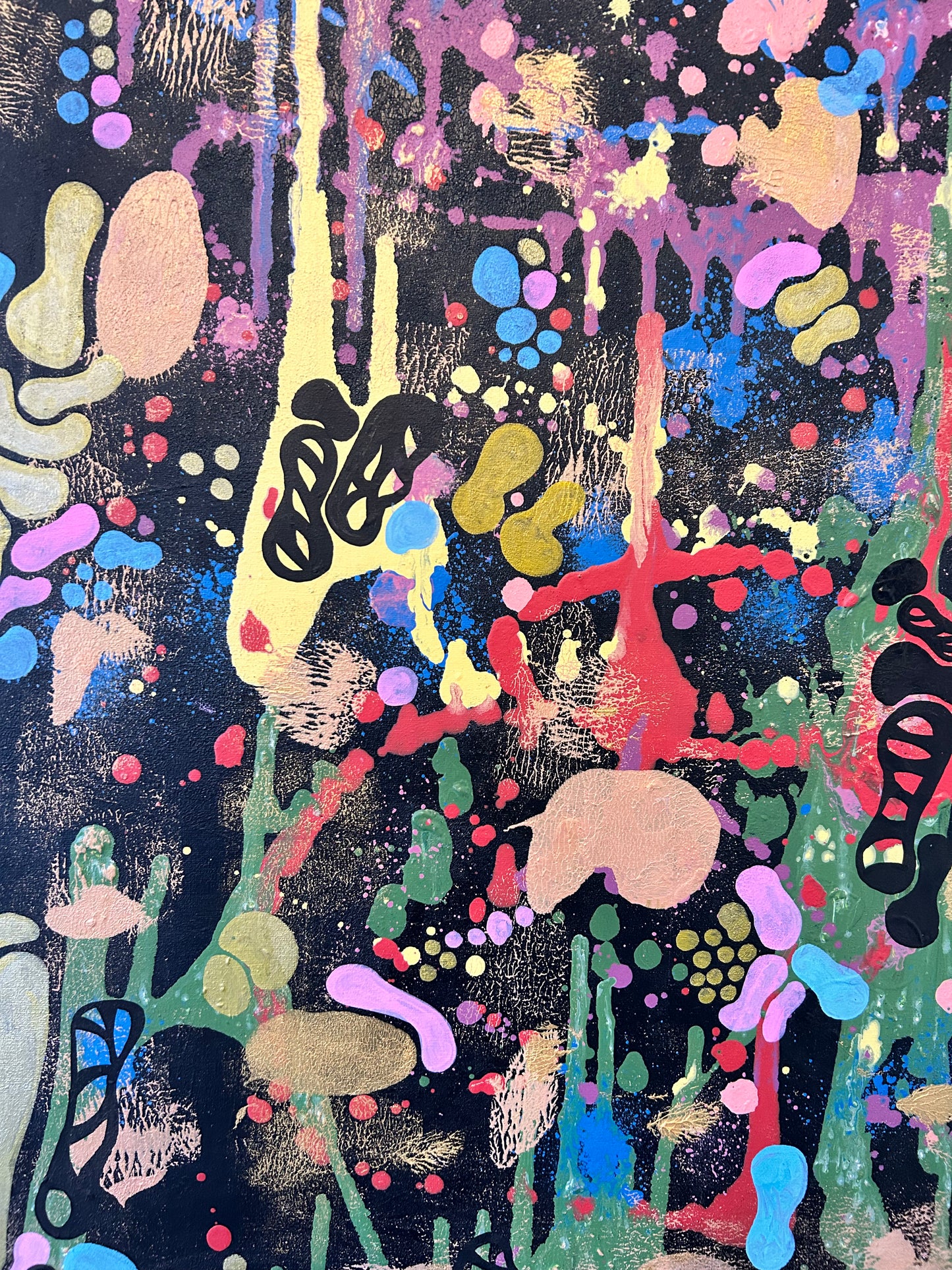 Yannick Weinberger’s painting ‘Emotions on Black’, abstract original wall art on canvas