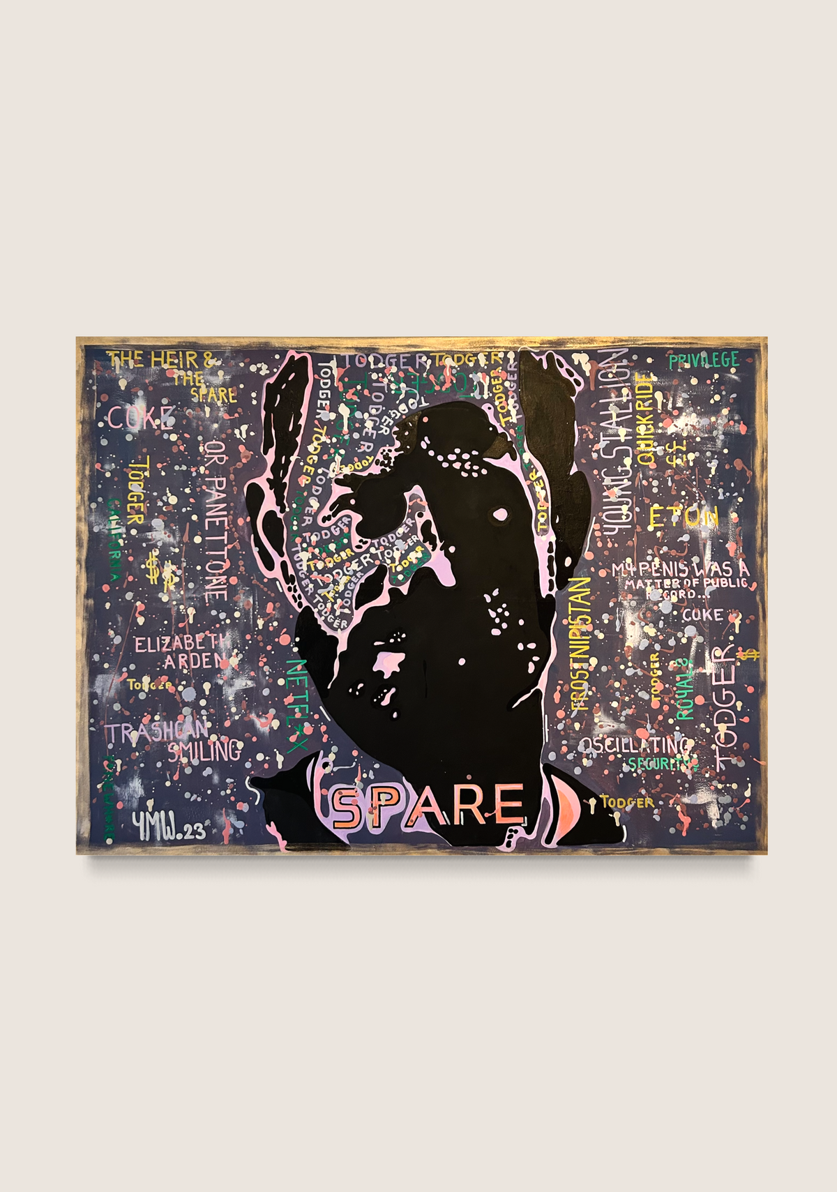 Yannick Weinberger's abstract painting 'The Spare'. Original wall art inspired by British monarchy.