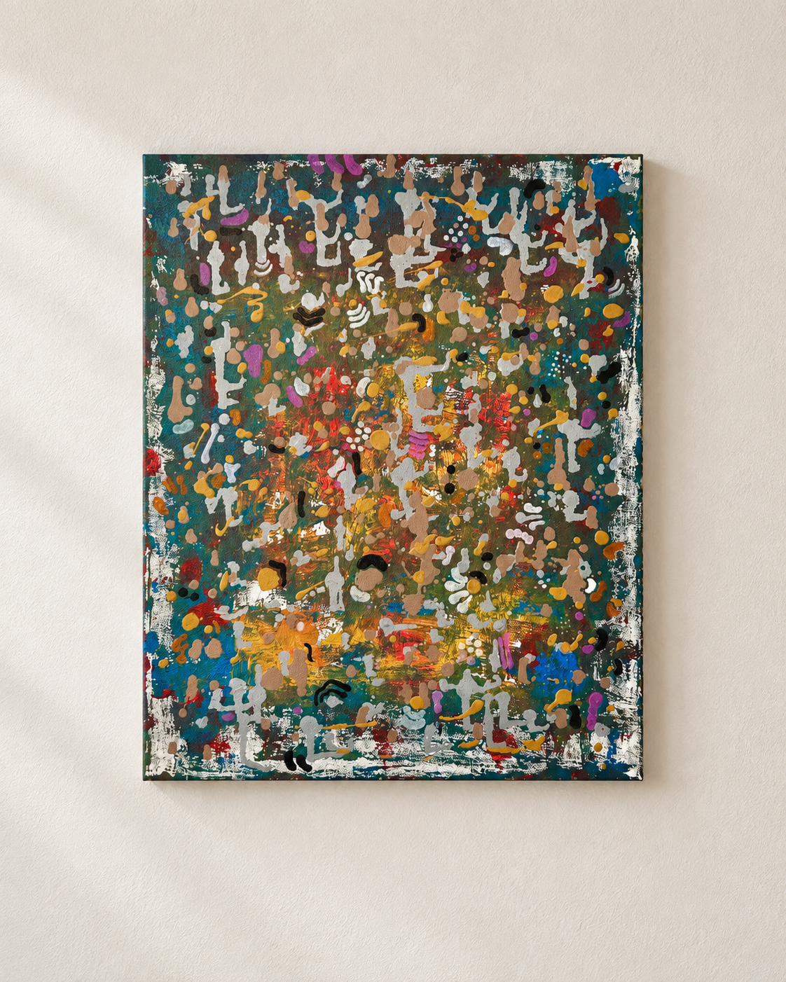 The busy Three, abstract contemporary orange original artwork by Yannick Weinberger, represented by Contemperart